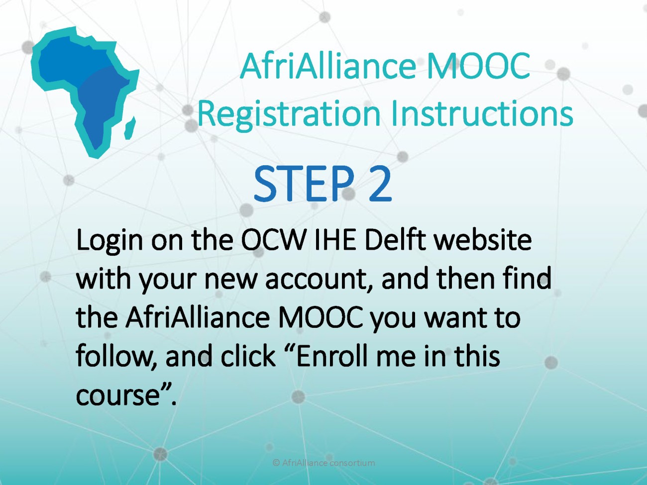 Step 2 of the instructions to enrolling in AfriAlliance MOOCs